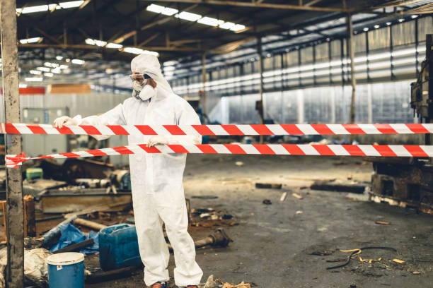 Professional Biohazard Cleanup technician working in Adelanto, CA